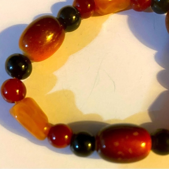 NWOT Vintage Artisan Stretch Bracelet, Polished, Stones, Beads, Boho, Handmade‌‌ - Picture 3 of 6